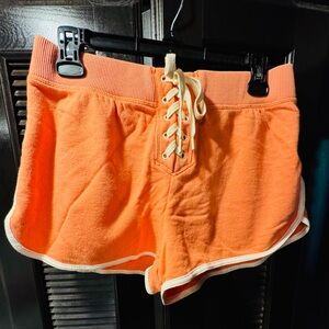 Vibrant Orange Lace-Up Women's Athletic Shorts